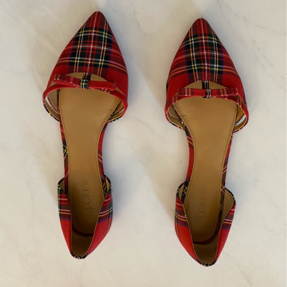 Tartan plaid d'orsay flat with bow - J. Crew